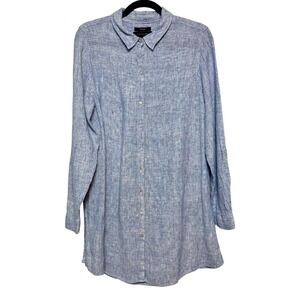 Tahari Coastal Grandmother Linen Tunic Top Womens Size Large Preppy Minimalist
